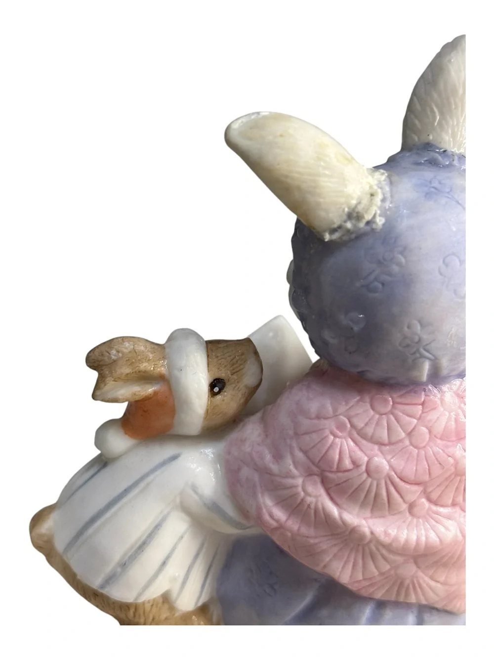 1986 Terragrafics Ceramic Momma Rabbit Babies Crescent Moon Night Light Electric